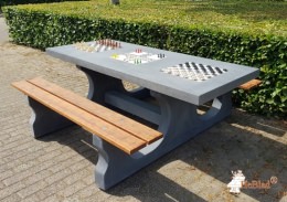 Table Multi-jeux béton Anthracite avec Echec - Dame - Ludo