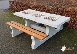 Table Multi-jeux naturel Beton 3 x jeu d'échec