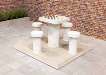 Table d’échecs en béton naturel, pour 4 personnes