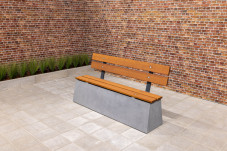 Banc DeLuxe en béton anthracite, avec dossier