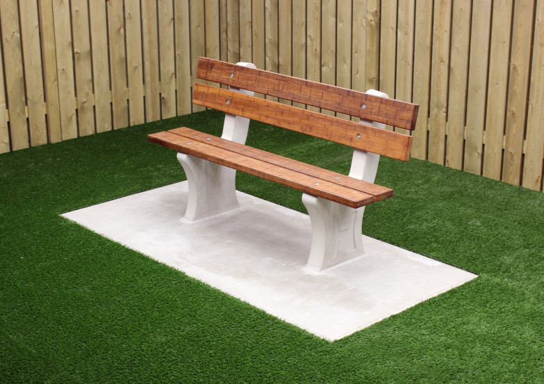 Banc de Parc en béton avec plaque de fond