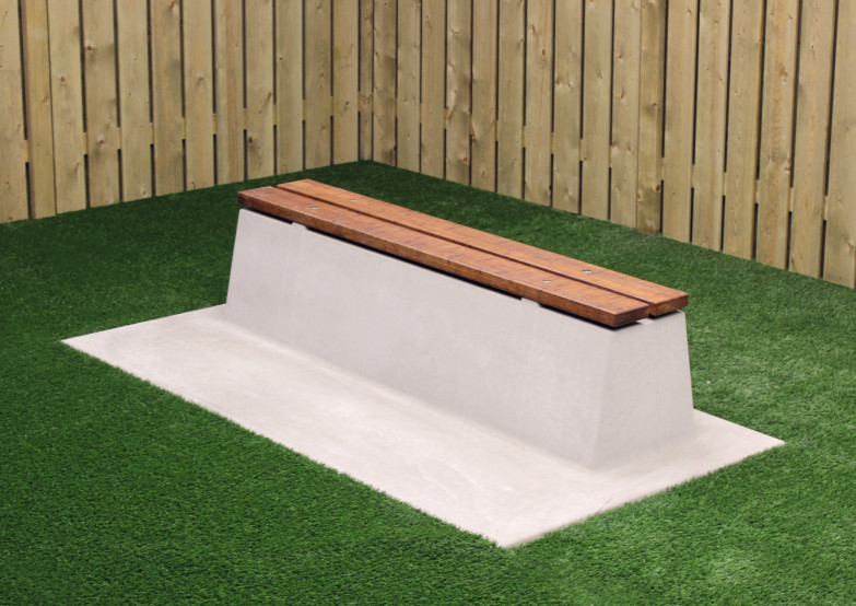 Banc Deluxe en béton avec plaque de fond et sans dossier