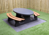 Ensemble pique-nique DeLuxe ovale en béton, anthracite