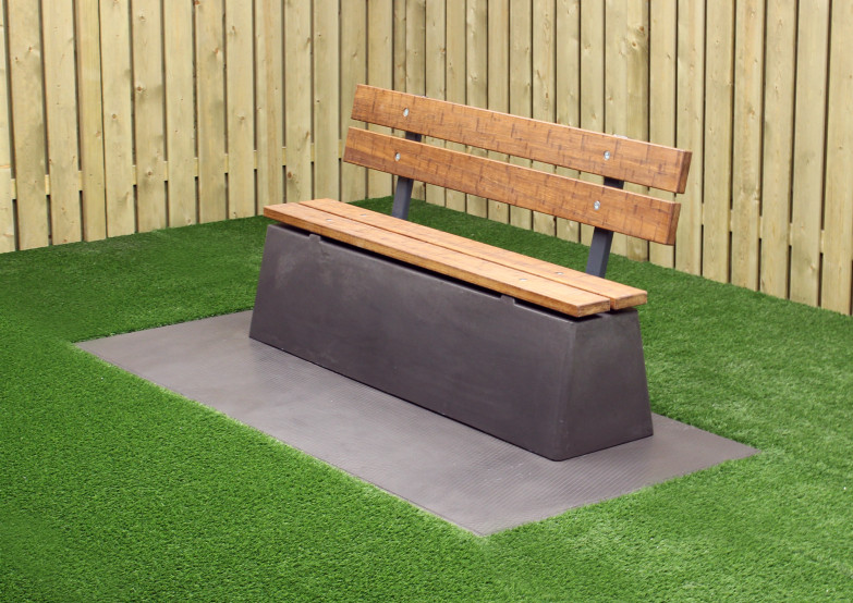 Banc DeLuxe en béton anthracite avec dossier